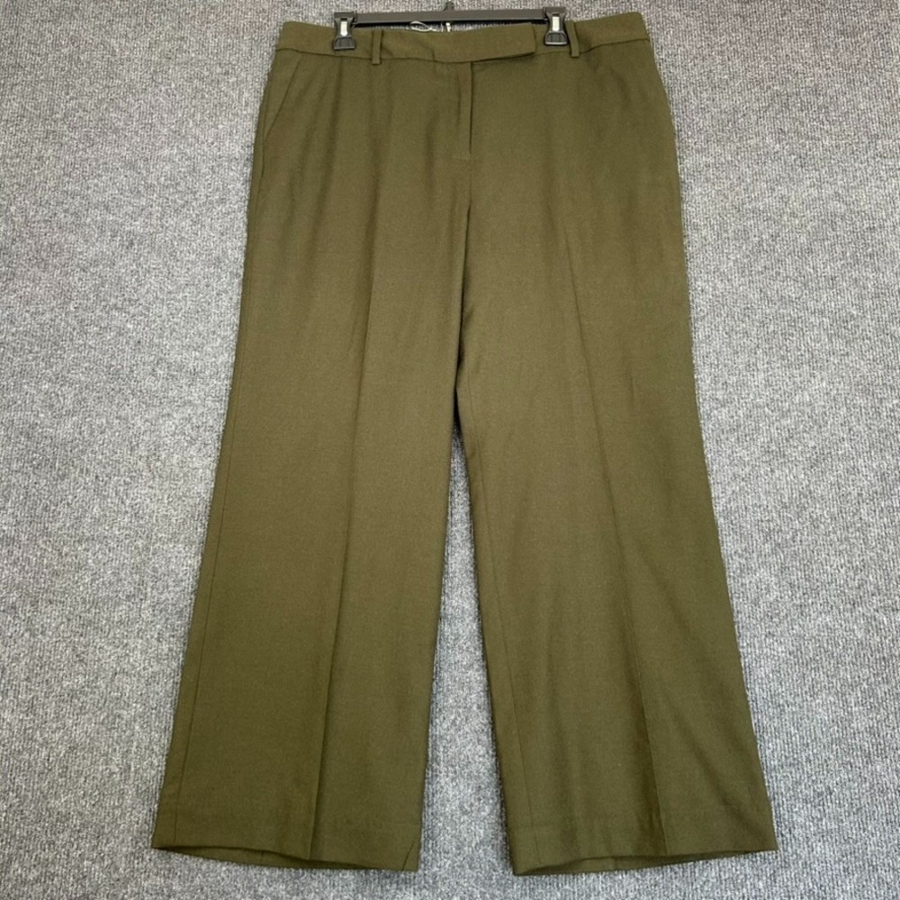 TALBOT'S‎ Womens Heritage Wool Lined Dress Pants Olive Green Stretch Size 16P